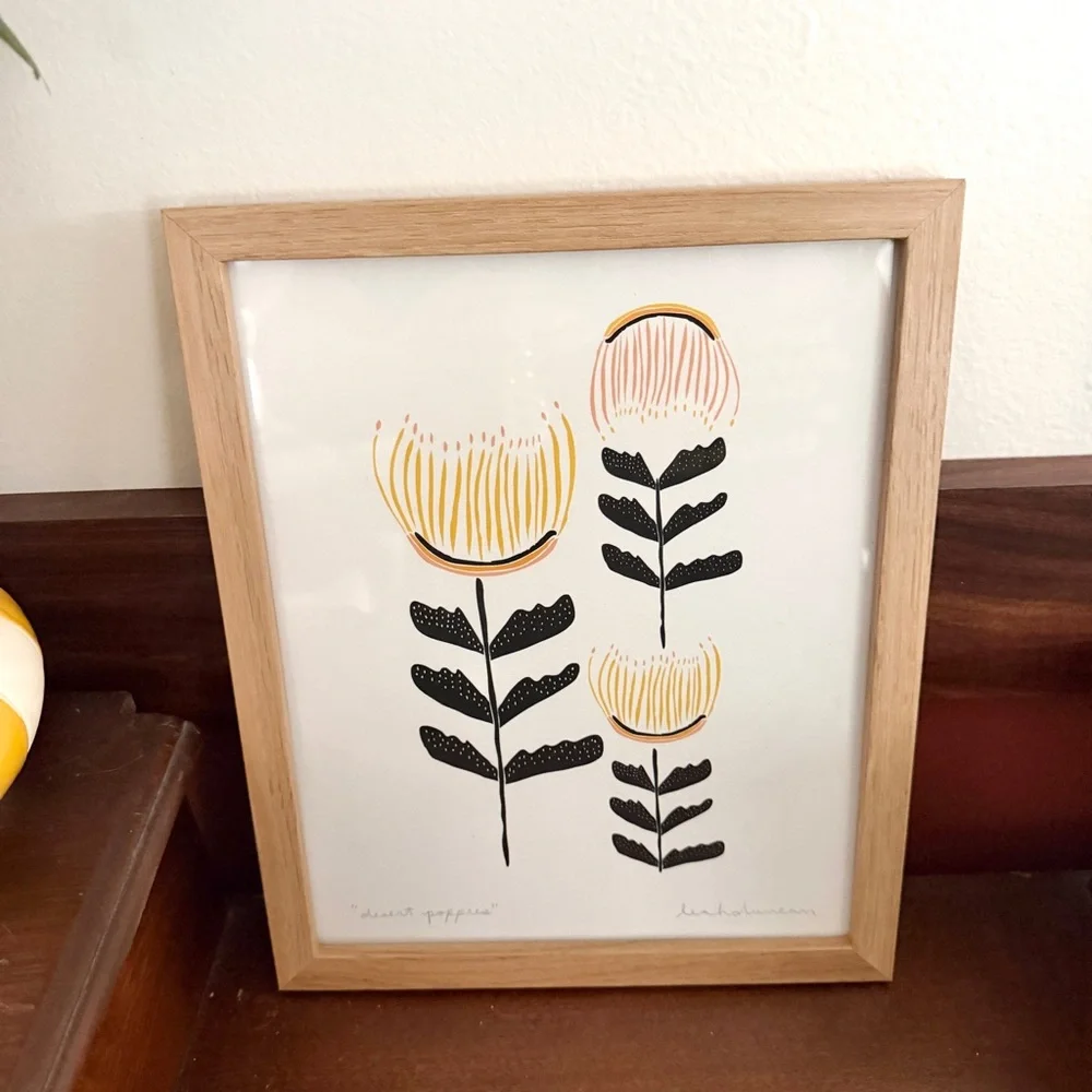 Desert Poppies Print Leah Duncan Wood Framed Floral Wall Art Bohemian Wall Art